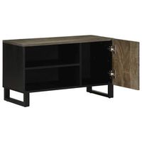 mueble tv  mueble de salon  mesa de tv madera maciza de mango negro 80x33x46 cm