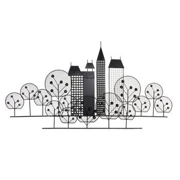 Decoracion Pared Metal 105x6x56 Edificio Dorado