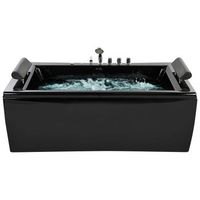 banera de hidromasaje de acrilico sanitario negro led 172 x 83 cm reposacabezas acolchado montego