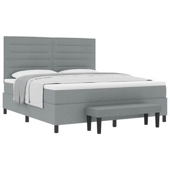 Cama Tipo Box Spring Con Cabecera Gris Claro 180 X 200 Cm Tela Vidaxl