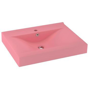 Lavabo De Lujo Con Grifo Cerámica 60x46 Cm Rosa Mate Vidaxl