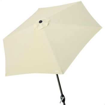 Parasol Hexagonal con Manivela y Techo Ventilado, 300x300x245 Cm, Crema
