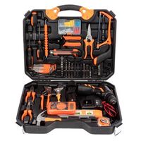 juego de herramientas con maletin taladro electrico de doble velocidad doble bateria de 168 v 1300mah y 120 piezas 475x115x375 cm color naranja