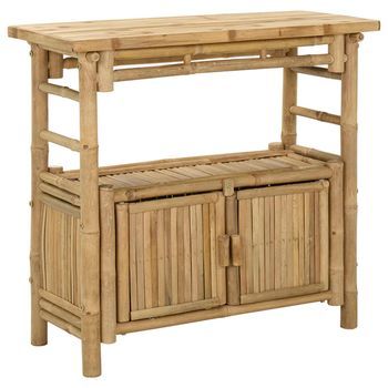 Mesa Consola | Mesa De Entrada Con Estante Natural 80 X 35 X 75 Cm Bambú