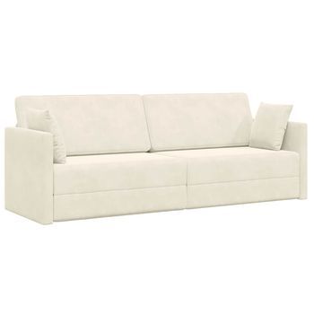 Sofá-cama De Piso Crema 213 X 70 X 77 Cm Terciopelo Vidaxl