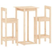 set de bar 3 piezas madera maciza de pino vidaxl
