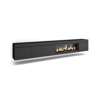 mueble tv television muebles de salon almacenaje 288x35x45cm para tv gran formato chimenea electrica xxl colgado suspendido estilo moderno negro
