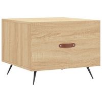 mesa de centro 50x50x40 cm madera trabajada y hierro - marron