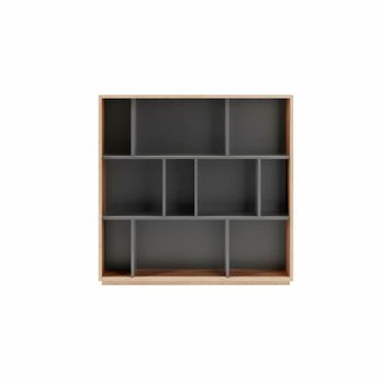 Estantería librería en melamina roble y grafito 117x119x32 cm