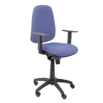 Silla De Oficina Ergonómica Con Mecanismo Sincro Y Regulable En Altura - Asiento Y Tejido Tapizado En Tejido Bali Color Azul Claro (brazos Regulables Incluidos) Piqueras Y Crespo Modelo Tarancón