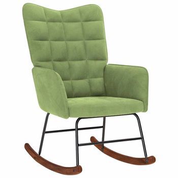 Silla Mecedora De Terciopelo Verde Claro Vidaxl