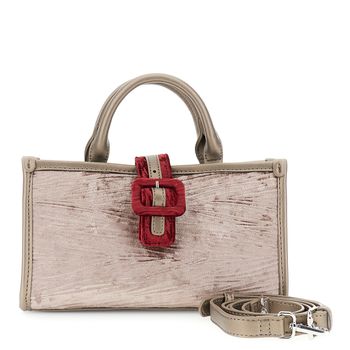 mini bolso de terciopelo con detalles de piel sintética mink/bordeaux