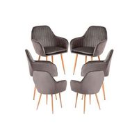 pack 6 sillas chic de terciopelo 875644 cm - gris oscuro