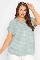yours camisa algodon verde de cuadros manga sisa mujer curvy y tallas grandes yours