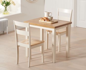 Hastings Extending Cream And Oak Painted Table With Chiltern Chairs - Cream, 2 Chairs
