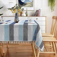 mantel rectangular de lino y algodon con flecos a rayas ideal para mesas de cocina o comedor medidas 54 x 120 pulgadas