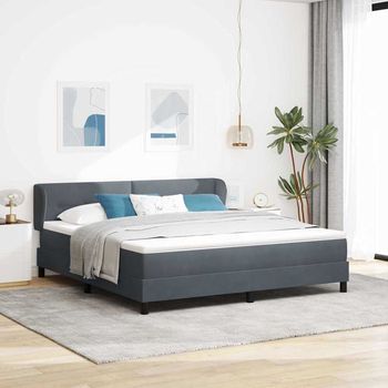 Vidaxl Cama Tipo Box Spring Gris Oscuro 180 X 200 Cm Terciopelo