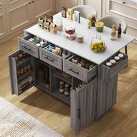 carrito de servicio - aparador de cocina - mdf - gris y blanco 139x46x915cm