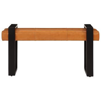 Banco Piel De Cabra Auténtica Negro Y Marrón 110 Cm