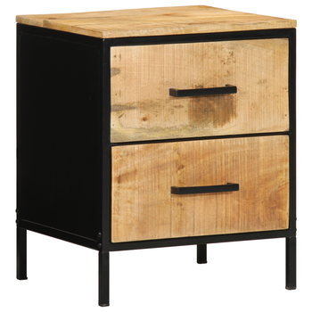 Pack 2 Uds Mesitas De Noche | Mesilla De Noche | Cabinete De Noche 40x35x50 Cm Madera Maciza Rústica De Mango Cfw68970