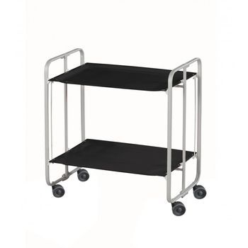 Carrito Auxiliar Con Ruedas Bauhaus Armazón Gris 2 Bandejas Negras
