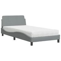 cama individual  cama para adulto  cama con colchon dover tela gris claro 100x200 cm