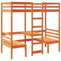 cama alta escritorio y asientos madera maciza marron 80x200 cm vidaxl