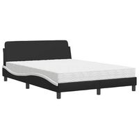 cama con colchon dover cuero sintetico negro y blanco 140x190 cm vidaxl