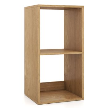 Costway Estantería de Almacenamiento de 2 Niveles Resistente Antivuelco para Libros y Decoraciones en Hogar 36 x 33 x 69,5 cm Madera Natural