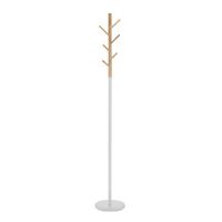perchero  de madera y metal roble y blanco 178x28x28 cm
