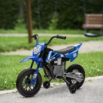 Moto Eléctrica Para Niños 12v Con 2 Motores Suspensión Azul Aiyaplay