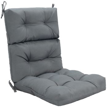 Costway Cojín para Silla de Respaldo Alto Almohada para Silla de Patio con Cinturones Antideslizantes Esponja Engrosada Material de Poliéster Gris