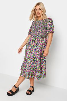 Limited Collection Vestido Nido De Abeja Flores Arcoíris, Mujer Curvy Y Tallas Grandes, Limited Collection