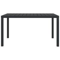 mesa de jardin  mesa de exterior de aluminio y wpc negra 150x90x74 cm