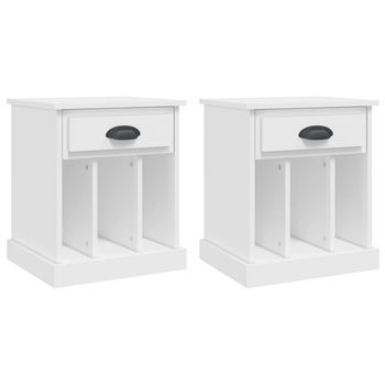 Juego De 2 Mesitas De Noche - Mesillas Color Blanco 43x36x50 Cm Mc5844