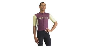Maillot de manga corta sportful supergiara logo burdeos amarillo