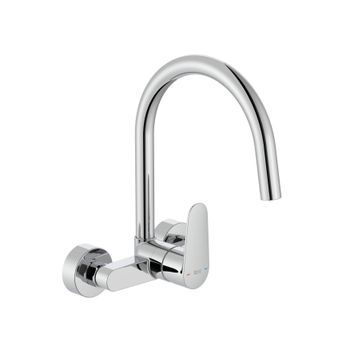 Roca A5a764fc00 Victoria Plus Grifo Monomando Mural Fregadero Caño Giratorio Cromo
