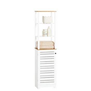 Armario Baño Alta Mueble Columna De Baño Armario Para Baño Con 5 Estantes Estanterías De Baño Blanco Medidas: 40x30x160cm Bzr43-w Sobuy Es