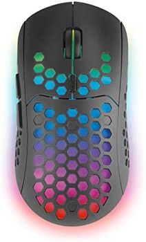 Mars Gaming MMW3, Ratón Gaming Inalámbrico, RGB Flow, Ultraligero 79g, 3200DPI, Negro