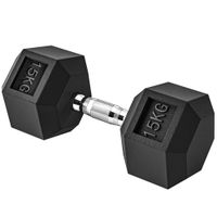 homcom mancuerna hexagonal 15 kg con barra de conexion metalica para entrenamiento en casa gimnasio oficina negro y plata