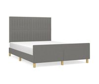 estructura de cama con cabecero de tela gris oscuro 140x200 cm rayas verticales