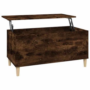 Mesa De Centro 44,5x90x45 Cm Madera Trabajada Y Madera Maciza De Eucalipto - Marrón