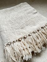 manta para sofa o cama de 100 algodon con flecos 125x170 cm de la marca origen hecho a mano