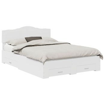 Cama Matrimonial | Cama Para Adulto | Estructura De Cama Con Cajón 140 X 200 Cm Madera De Ingeniería