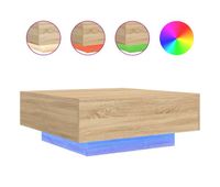 mesa de cafe - mesa de centro con luces led roble sonoma 80x80x31 cm