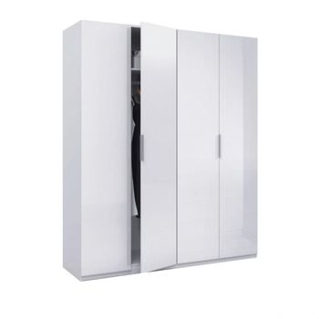 Armario de gran formato con 4 puertas 180x200 cm blanco brillo