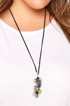 Collar Largo Con Racimo De Cuentas De Colores