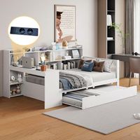 cama canape nido multifuncional de madera maciza 90x200 cm blanca con escritorio estanterias almacenamiento y toma electrica