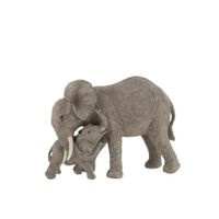 figurina de elefante con bebe en resina gris 28x20x14 cm