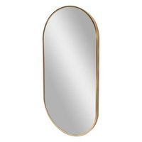 espejo de pared para el bano corato aluminio eliptica 40 x 80 cm dorado encasa